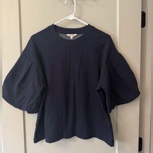 Madewell Dark Blue Puff Sleeve Sweatshirt - Navy Blue